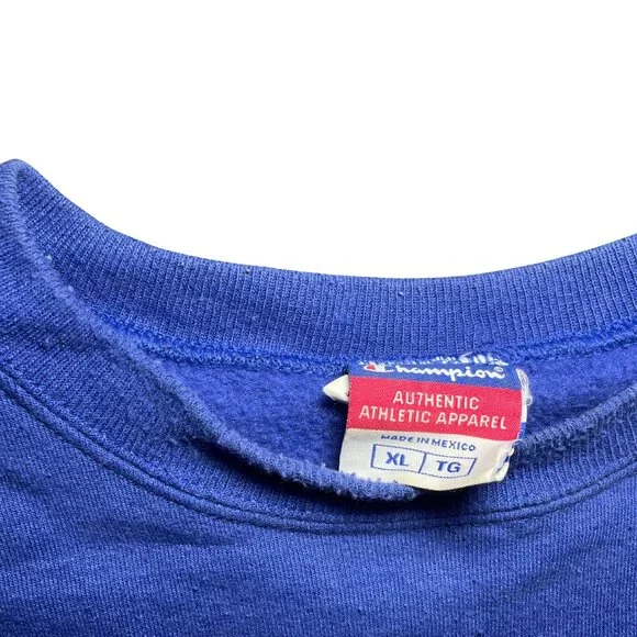 2000s Blue Champion Crewneck Sweatshirt XL - Picture 4 of 7